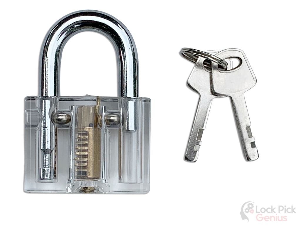 Transparent Practice Lock for Lock Picking and Set of Keys
