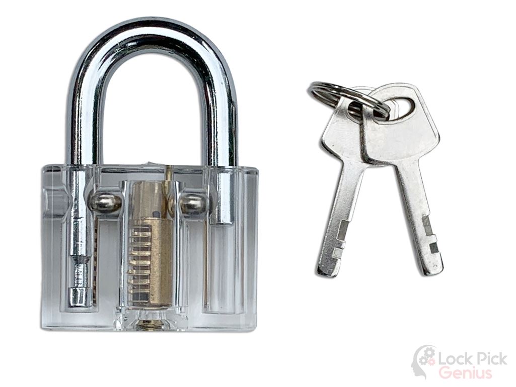 Clear Padlock for lock pick training - medium difficulty
