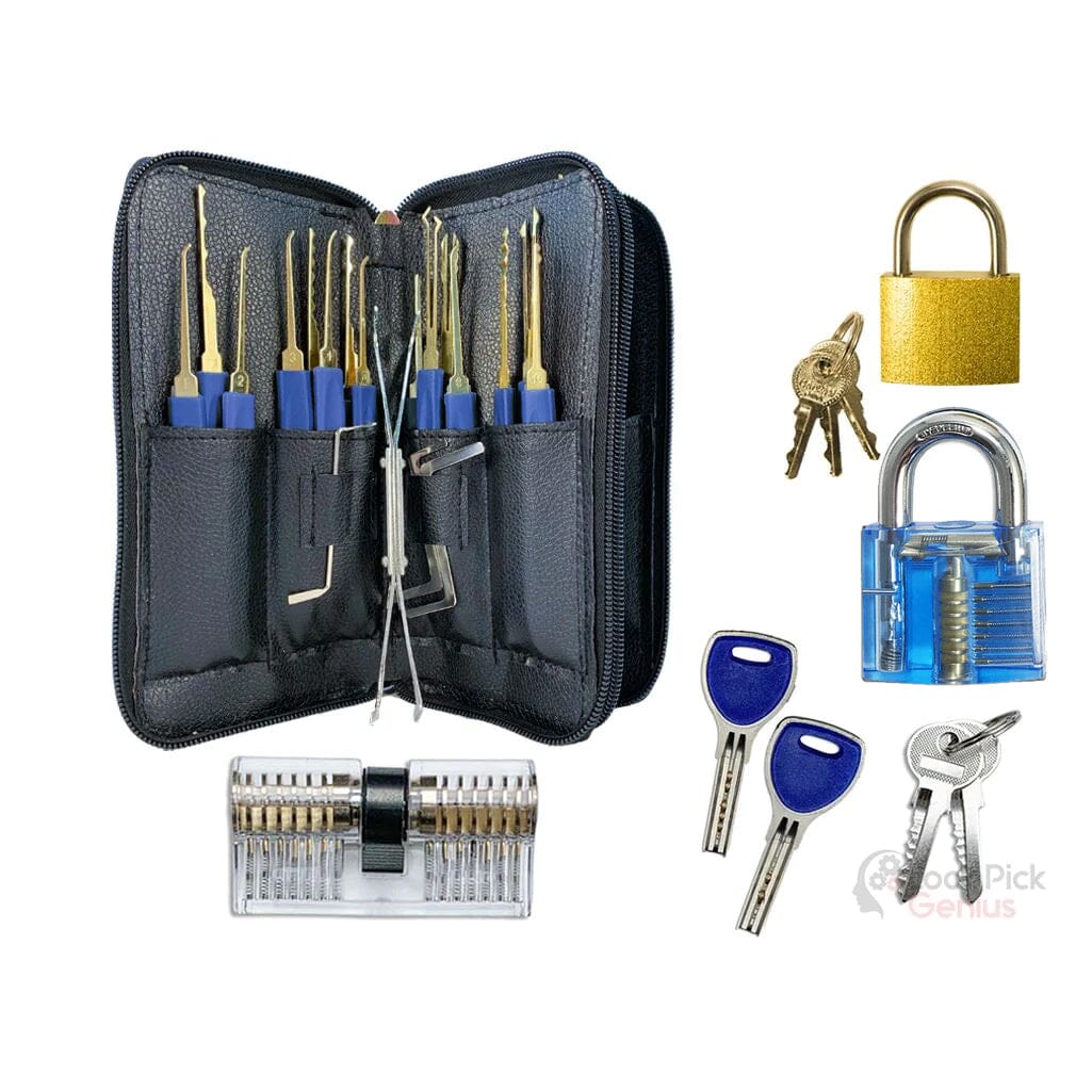 Forenzics™ Deluxe 25 Piece Training Lock Pick Set with 3 Practice Locks Lock Pick Set lockpickgenius